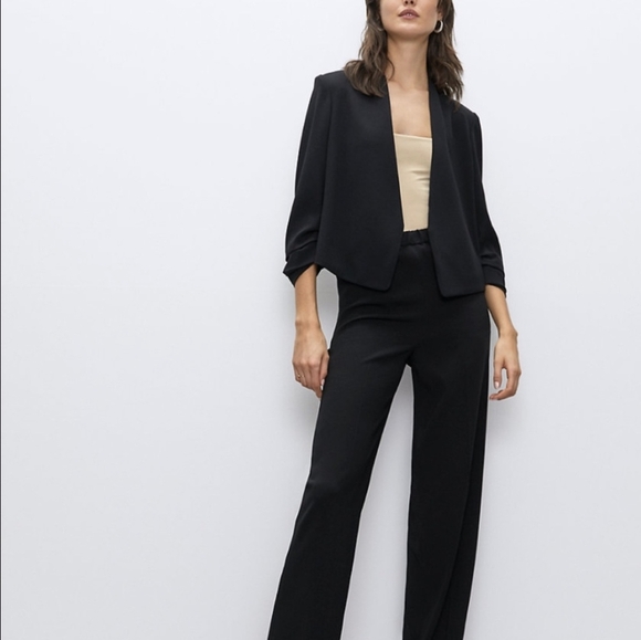 ARITZIA BABATON Power Hip Crop Blazer Black Short Open Jacket Size 12 - Picture 6 of 14